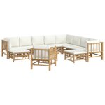 vidaXL Salon de jardin 12 Pièces avec coussins blanc crème bambou