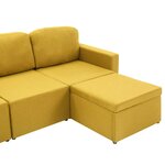 vidaXL Canapé-lit modulaire 3 places Jaune Tissu