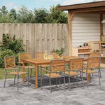 Ensemble salle à manger jardin vidaXL 9 pièces Gris Poly Rotin Acacia