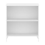 Flexa SAGA etagere basse avec tablette reglable Blanche Pieds metalliques blancs