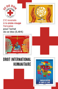 Bloc 3 timbres - Croix Rouge Française - 2022 - Lettre Prioritaire