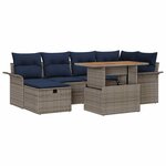vidaXL Ensemble de canapé de jardin 7 Pièces Gris polyrotin