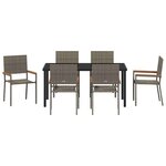 vidaXL Ensemble de salle à manger pour jardin 7 Pièces Gris Poly rotin