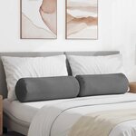 vidaXL Coussins d'accent 2 Pièces Gris foncé Ø 25 x 70 cm