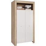 Lit enfant 70 x 140 cm + commode à langer 2 portes + armoire 2 portes - chêne sonoma et blanc mat