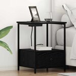 vidaXL Table de nuit avec station de chargement 2 Pièces Chêne noir