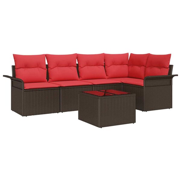 vidaXL Ensemble de canapé de jardin 6 Pièces Marron polyrotin