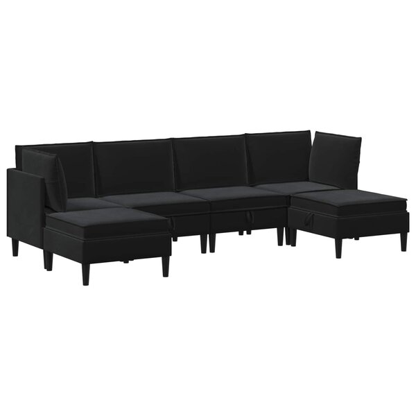 vidaXL Ensemble de meubles pour le salon 6 Pièces Noir Velours