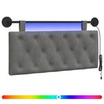 vidaXL Tête de lit suspendue Avec lumière LED Gris foncé Velours