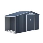 Abri de jardin en acier 6,53 m² - Abris buches avec kit d'ancrage inclus - Gris anthracite