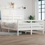 vidaXL Cadre de lit Bois de pin massif 140x200 cm Blanc
