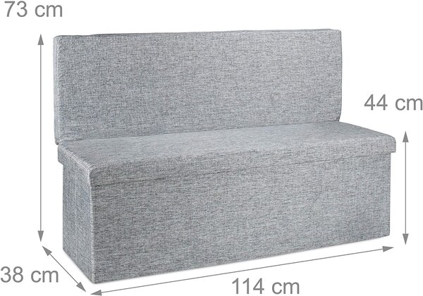 Tabouret pouf banquette de rangement pliant en lin 114 cm gris 13_0002783_2