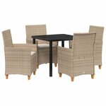 vidaXL Ensemble de salle à manger pour jardin 5 Pièces Beige polyrotin