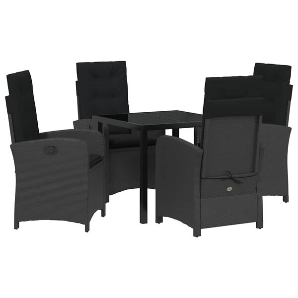 vidaXL Ensemble de salle à manger pour jardin 5 Pièces Noir polyrotin