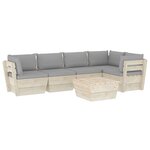 vidaXL Salon de jardin palette 6 Pièces avec coussins bois d'épicéa