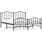 vidaXL Cadre de lit métal avec tête de lit/pied de lit noir 183x213 cm