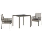 vidaXL Ensemble de salle à manger pour jardin 3 Pièces Gris Poly rotin