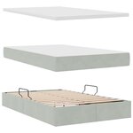 vidaXL Lit de Rangement avec matelas Gris clair 120 x 200 cm Velours