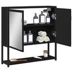 vidaXL Armoire à miroir de salle de bain noir bois d'ingénierie
