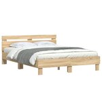 vidaXL Cadre de lit avec tête de lit et LED chêne sonoma 140x200 cm