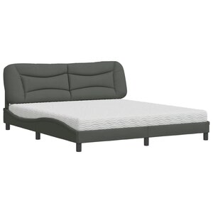 vidaXL Lit avec matelas Hvar gris foncé 180x200 cm tissu