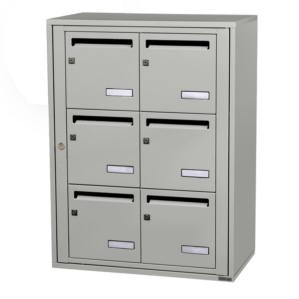 Bloc collectif leabox.com  2x3  grade 3  simple face  Intérieur  fixation murale   Gris agate RAL 7038 finition brillante