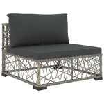 vidaXL Salon de jardin 5 Pièces avec coussins résine tressée gris