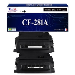 T3AZUR -2x Toners compatibles avec HP CF281A (81A) pour HP LaserJet Enterprise M630z  M604dn  M604n  M605dn  M605n  M605x  M606dn  M606x  M630dn  M630f  M630h
