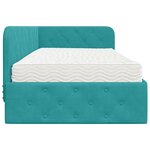vidaXL Cadre de lit d'angle avec matelas Turquoise 90 x 190 cm Velours