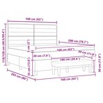 vidaXL Lit à ressorts avec matelas et banc gris foncé 160x200 cm en tissu
