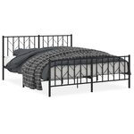vidaXL Cadre de lit métal sans matelas avec pied de lit noir 160x200cm
