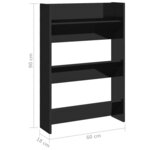 vidaXL Armoire à chaussures murale noir brillant bois d'ingénierie