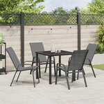 vidaXL Ensemble de salle à manger de jardin de 5 pièces - Textilène gris et acier