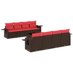 vidaXL Salon de jardin avec coussins 9 Pièces marron résine tressée