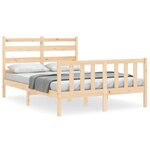 vidaXL Cadre de lit avec tête de lit 140x190 cm bois massif