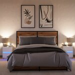 vidaXL Armoires de chevet et lumières LED 2Pièces blanc bois d'ingénierie