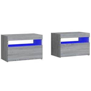 vidaXL Tables de chevet 2 Pièces et lumières LED Sonoma gris 60x35x40 cm