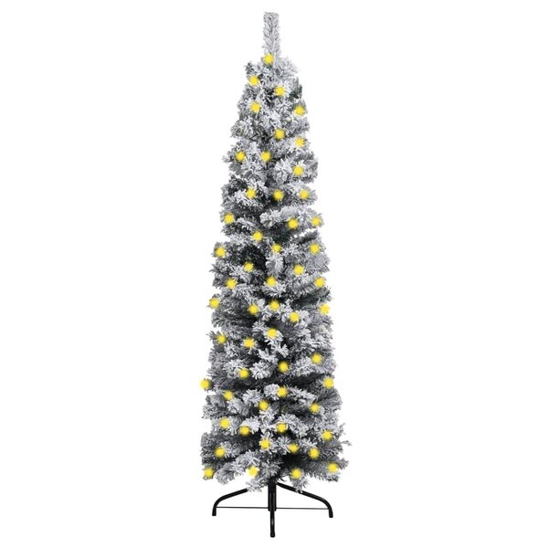 vidaXL Sapin de Noël mince pré-éclairé flocon de neige vert 180 cm PVC