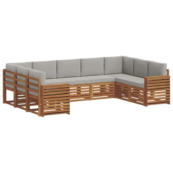 vidaXL Ensemble de canapés d'extérieur 9 pc Gris Naturel et Clair