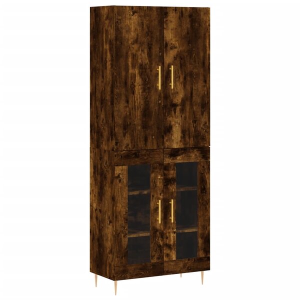 vidaXL Buffet haut Chêne fumé 69 5x34x180 cm Bois d'ingénierie