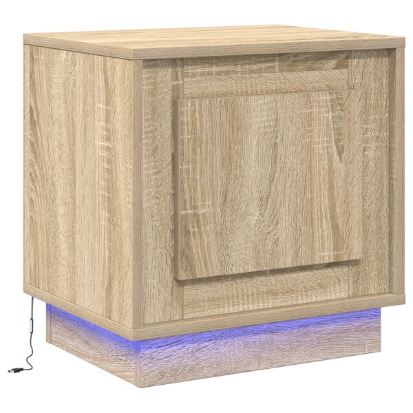 vidaXL Table de chevet avec lumières LED Chêne Sonoma 44x34 5x45 cm