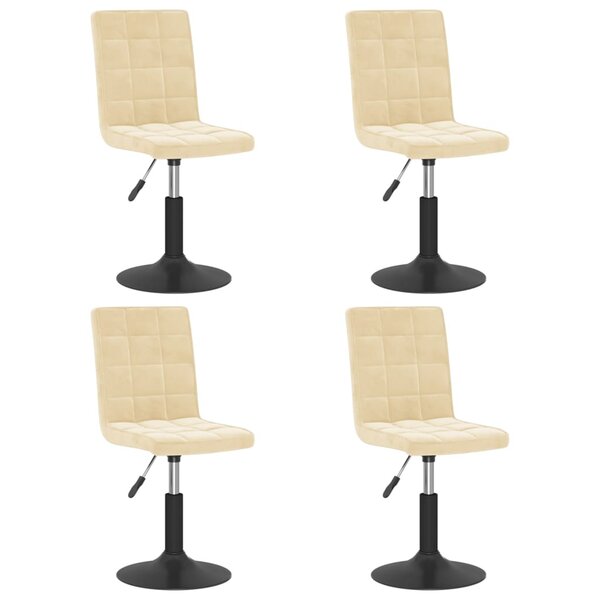 vidaXL Chaises pivotantes à manger lot de 4 crème velours