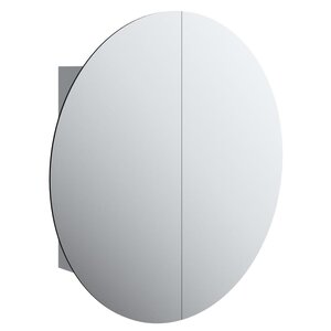 vidaXL Armoire de salle de bain miroir rond et LED Gris 54x54x17 5 cm