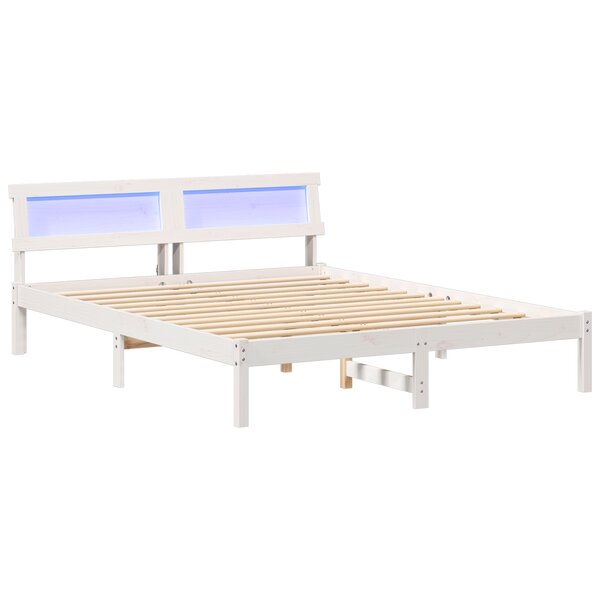 vidaXL Cadre de lit Blanc 150 x 200 cm Bois massif en pin