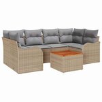 vidaXL Ensemble de canapé de jardin 7 Pièces Beige Poly rotin