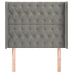 vidaXL Tête de lit avec oreilles Gris clair 103x16x118/128 cm Velours