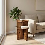 vidaXL Table d'appoint Bois ancien Ø 39 5 x 55 cm Bois d'ingénierie