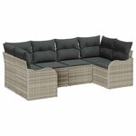 vidaXL Ensemble de canapé de jardin 6 Pièces Gris clair Poly rotin