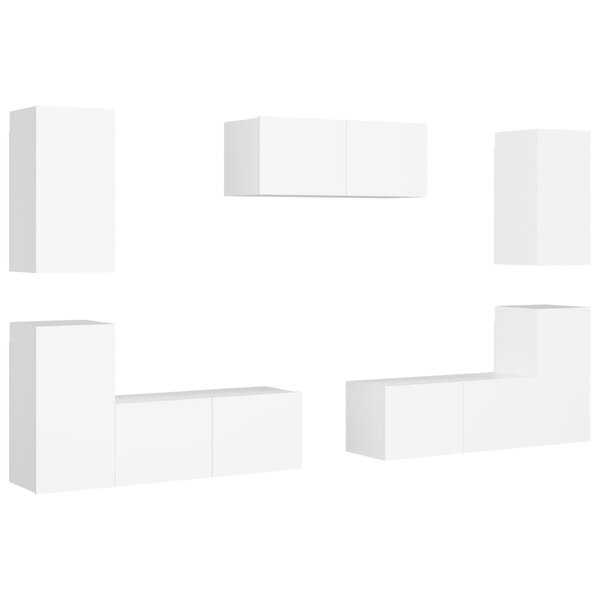 vidaXL Ensemble de meubles TV 7 Pièces Blanc Bois d'ingénierie