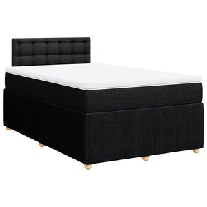 vidaXL Sommier à lattes de lit avec matelas noir 120x190 cm tissu